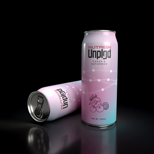 Energy drink packaging with the title 'Bottle label design'
