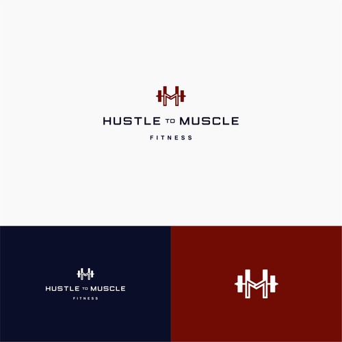 Health and wellness logo with the title 'Hustle to Muscle'