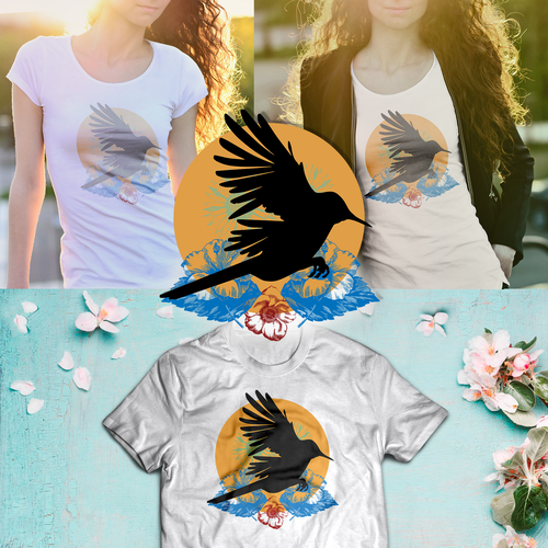 Sun t-shirt with the title 'T-shirt Concept for Birds and Spring'