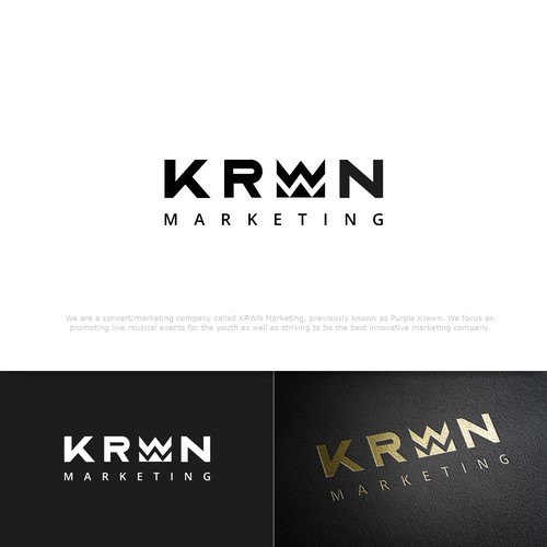 Silver logo with the title 'KRWN marketing'