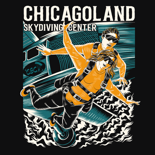 Streetwear t-shirt with the title 'Cgicagoland skydiving Center'