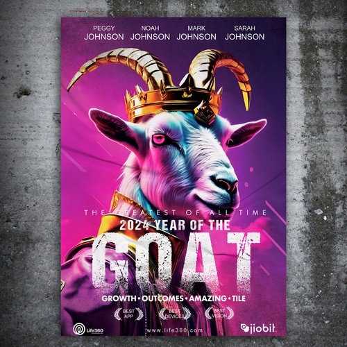 Artificial intelligence design with the title 'Year of the GOAT'