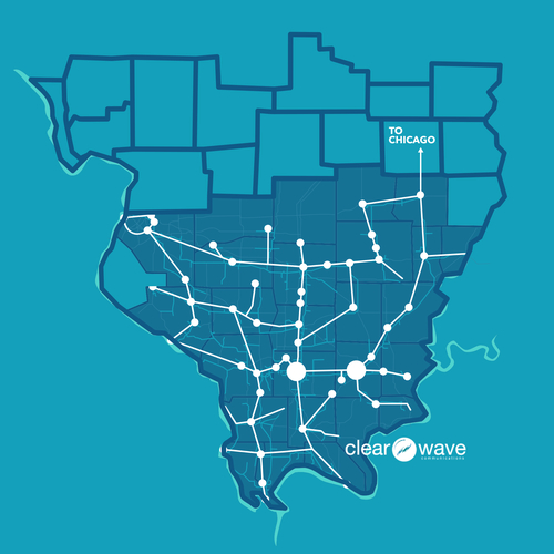 Street design with the title 'Clearwave Network Coverage Map'