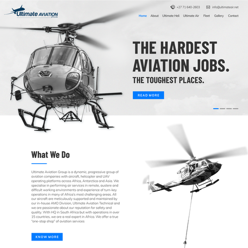 Aviation design with the title 'Website design for Aviation Company'