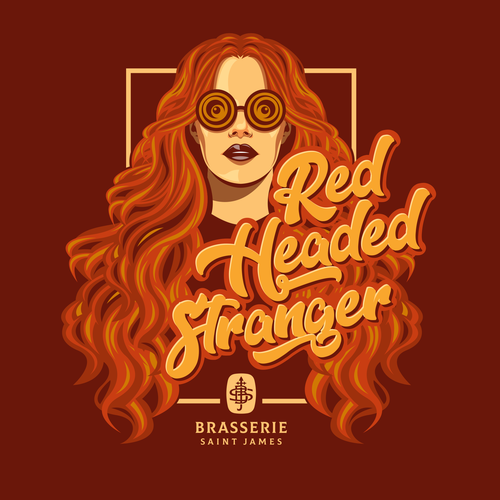 Hair label with the title 'Red Headed Stranger Beer Label'