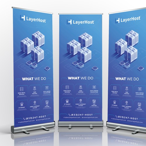 Data center design with the title 'Roll Up Banner Design LayerHost'