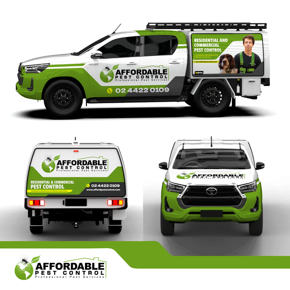 Van design with the title 'Pest Control Truck Wrap'