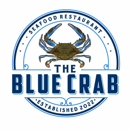 Crab logo with the title 'Blue crab restaurant'