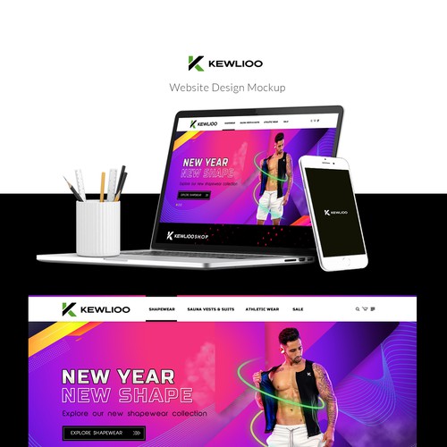 Sports website with the title 'Fitness website homepage design'