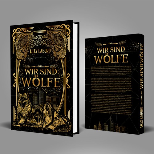 Professional book cover with the title 'Cover ebook and print fantasy wolves/crows'