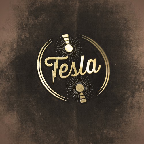 Tesla design with the title 'Create a vintage logo (but with a modern touch) for a casual bar/lounge called Tesla'