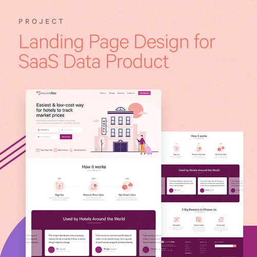 Hotel website with the title 'Landing Page for SaaS Product in Hotel Management'