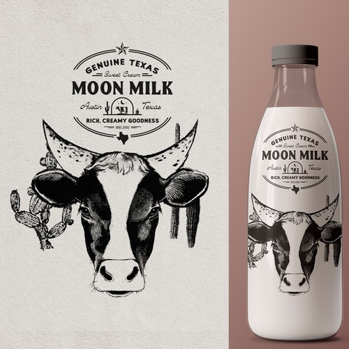 Engraving artwork with the title 'Logo for Moon Milk '