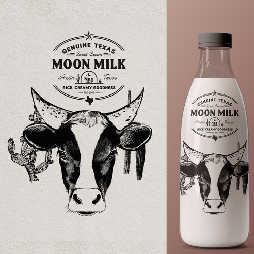 Drawing illustration with the title 'Logo for Moon Milk '