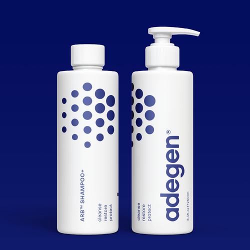 Clinic design with the title 'Label for Adegen ARB Shampoo'