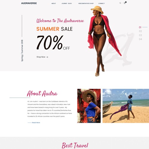 Travel website with the title ' Design a colorful - travel, fashion, lifestyle webpage'