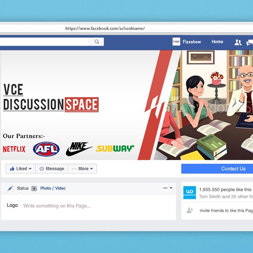 Forum design with the title 'VCE DiscussionSpace Facebook Cover Photo'