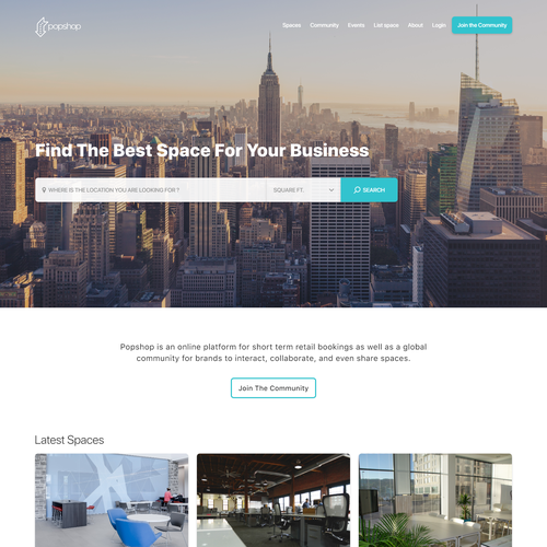 Booking website with the title 'Popshop website'