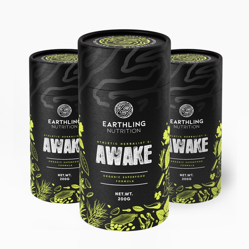 Canister design with the title 'cardboard can label design'