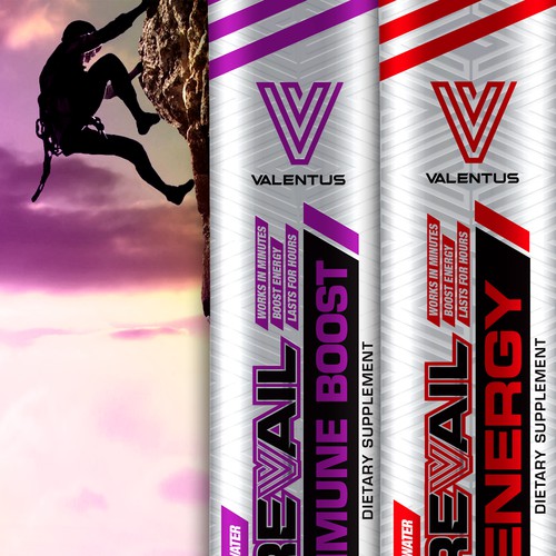 Energy drink label with the title 'Valentus'