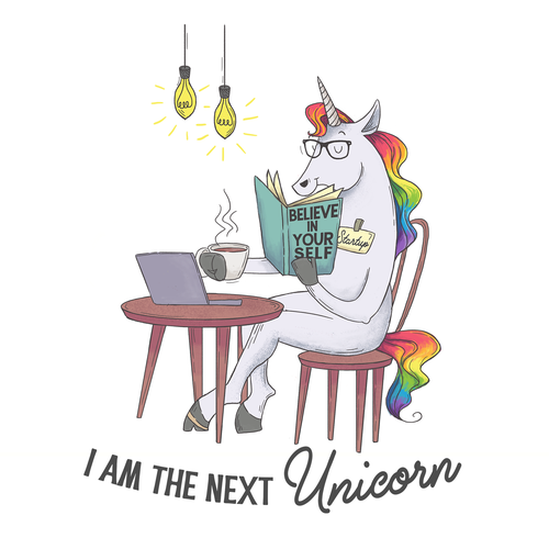 Unicorn artwork with the title 'Unicorn t-shirt design'