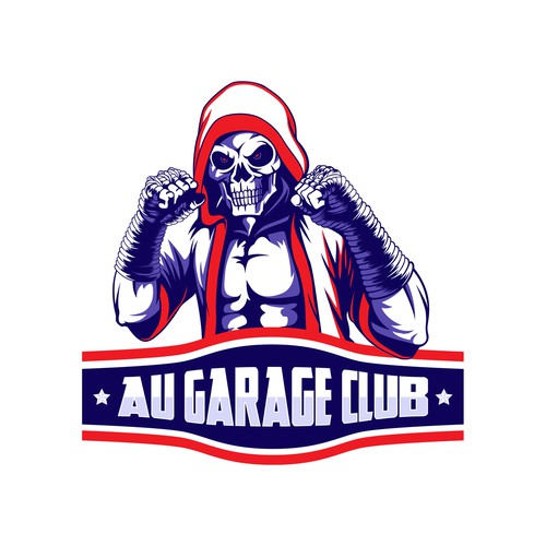 Cape design with the title 'Create an illustration for a a high-end Thai boxing sports hall'