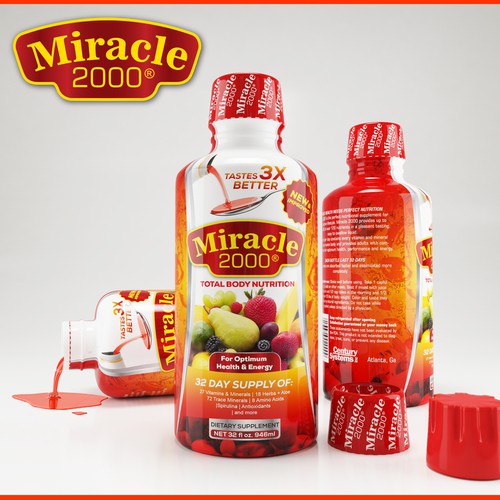 Juice design with the title 'Miracle 2000'