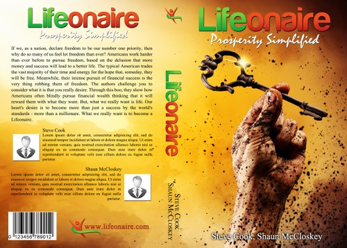 Financial book cover with the title 'Create a book cover for Lifeonaire:  Prosperity Simplified About living life to the fullest, abundantly with joy and fre'
