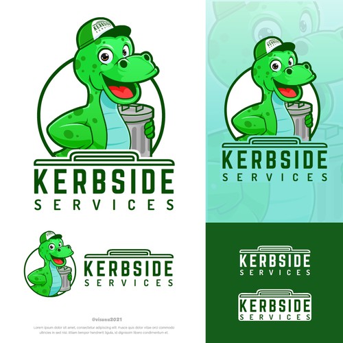 Dinosaur design with the title 'Modern mascot and logo design for Waste management service.'