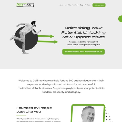 Professional website with the title 'Design to helps Fortune 500 executives '