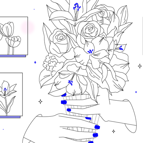 Flower artwork with the title 'Mother's day illustration'