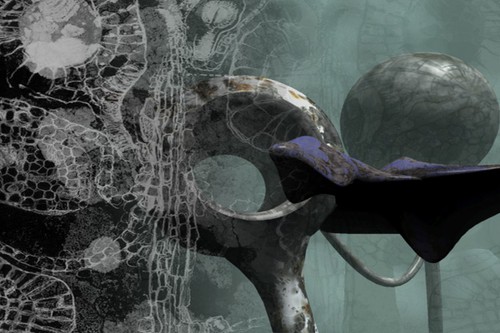 Sci-fi artwork with the title 'Deep Space Aviators Site Illustration'