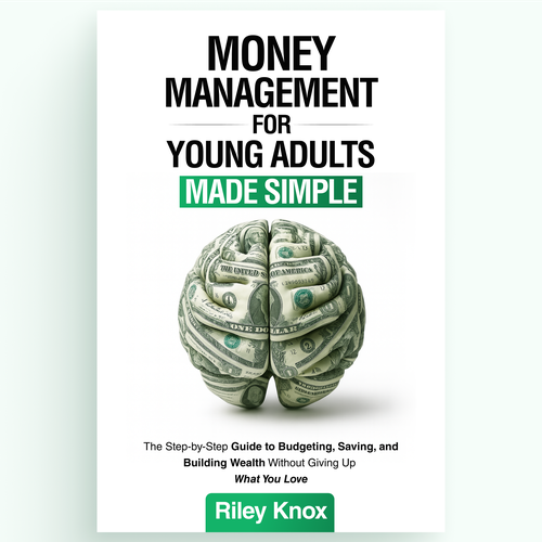 Financial book cover with the title 'money management for young adults made simple - book cover design'