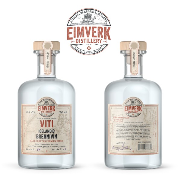 Iceland design with the title 'Aquavit. Brennivin label design'