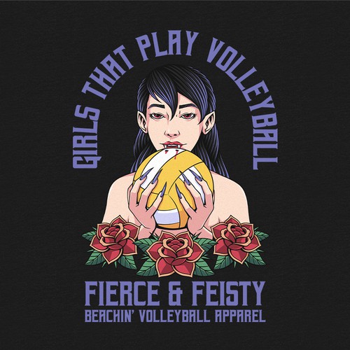 Volleyball design with the title 'Vampire volleyball girl tee'