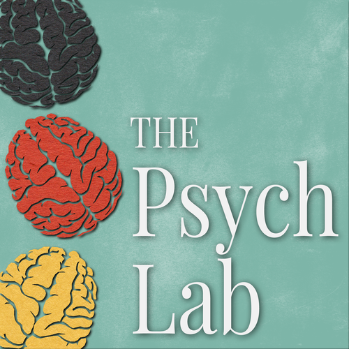 Academic design with the title 'Cover illustration for a psychology podcast'