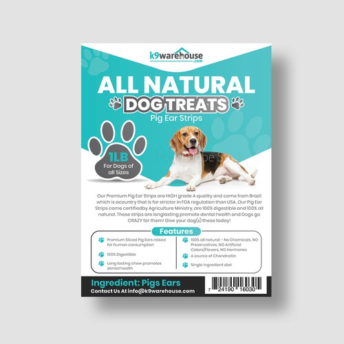 Animal label with the title 'Packaging '