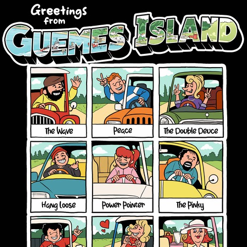 Summer t-shirt with the title 'Comic Style T-shirt for Guemes Island'