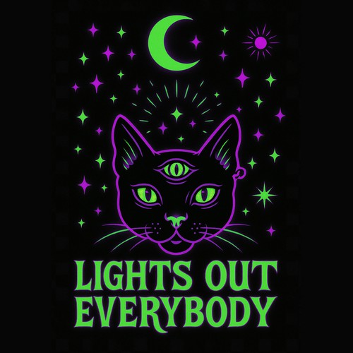 Third eye design with the title 'Neon Third Eye Cat Art  (This Design Is Available For Sale)'