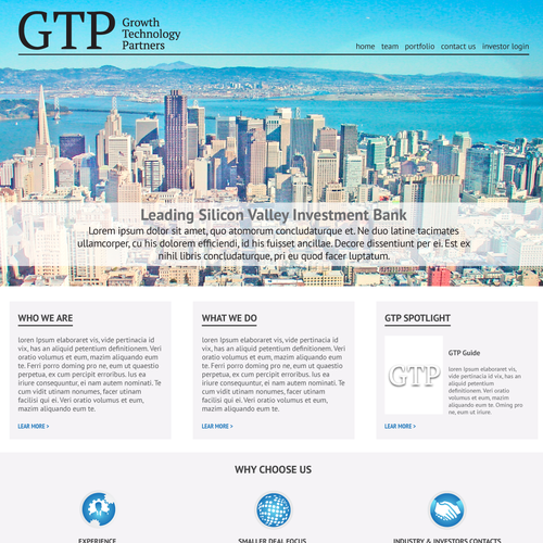 Investment website with the title 'Investment Banking Website design and development'