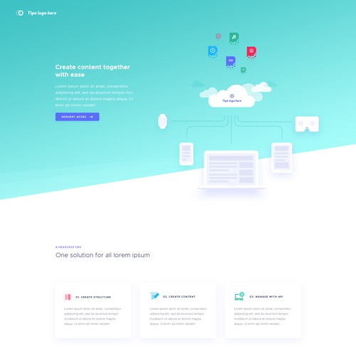 Bright design with the title 'Modern landingpage for Saas startup'