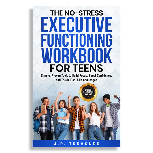Teen book cover with the title 'Book Cover Design for Executive Functioning'