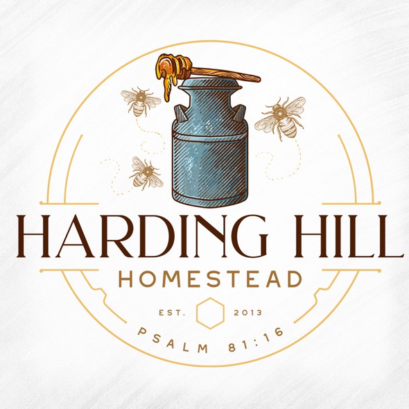 Honey design with the title 'Harding Hill Homestead'