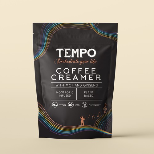Coffee packaging with the title 'Tempo Coffee Creamer'