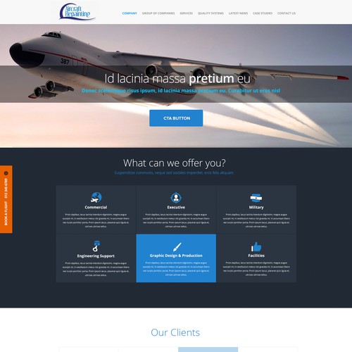 Industrial website with the title 'Home Page Design for "Aircraft Repainting"'