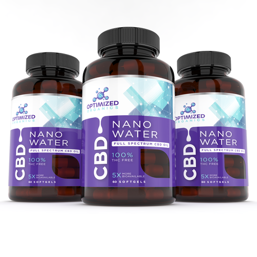 Water label with the title 'NanoWater CBD oil label design'