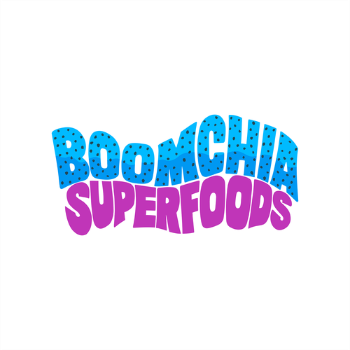 Neon logo with the title 'Boomchia Superfoods'
