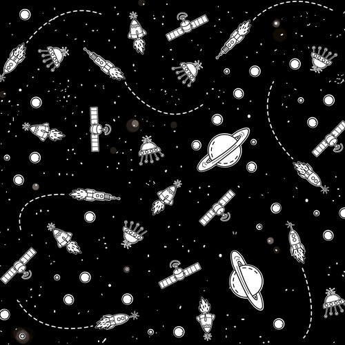 Fabric design artwork with the title 'space pattern concept'