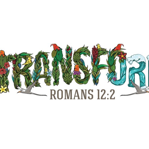 Typography artwork with the title 'Island Themed Logo Illustration for Hawaii Church'