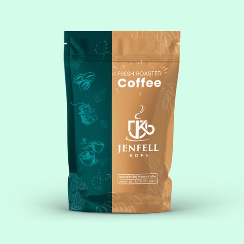 Roasted coffee packaging with the title 'Stand up pouch label design'